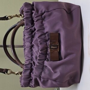 Salvatore Ferragamo | Vara Purple and Brown Satchel with Gold Hardware